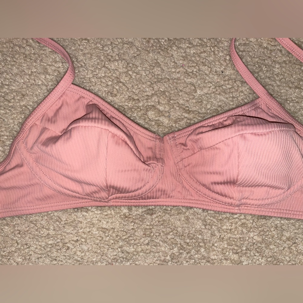 Pink target bikini top and jean pattern kulani kinis bikini top